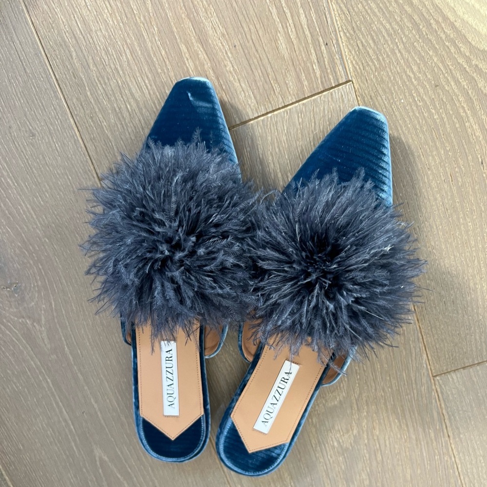 Aquazurra Blue Mule Flats